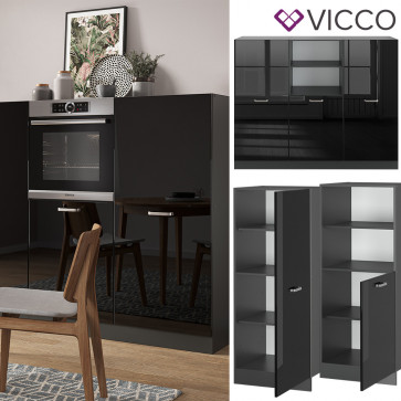 Vicco Küchenzeile R-Line Solid Anthrazit Schwarz 180 cm modern Küchenschränke Küchenmöbel