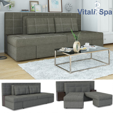 VitaliSpa Dreisitzer mit Schlaffunktion 235 x 105 cm Grau Anthrazit