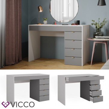 Vicco Schminktisch Elise Weiß Grau 115 x 76 cm modern Frisiertisch Schubladen