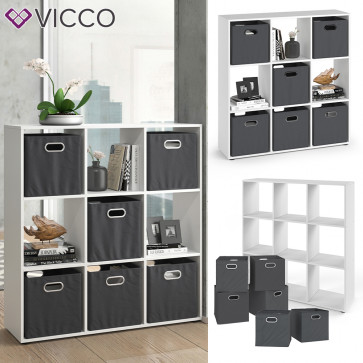 Vicco Würfelregal Raumtrenner Standregal Nove Weiß 9 Fächer Faltboxen Raumteiler