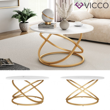 Vicco Couchtisch Calgary Weiß Gold 80 x 46 cm Wohnzimmertisch