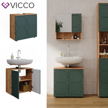 Vicco Waschbeckenunterschrank Irma Eiche Grün 60 x 59 cm Badezimmer