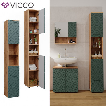 Vicco Hochschrank Irma Eiche Grün 30 x 192 cm Badezimmer