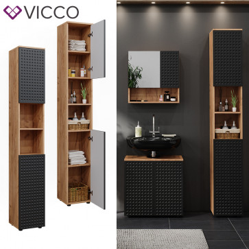 Vicco Hochschrank Irma Eiche Anthrazit 30 x 192 cm Badezimmer