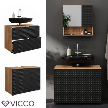 Vicco Waschbeckenunterschrank Irma Eiche Anthrazit 80 x 59 cm 2 Schubladen Badezimmer