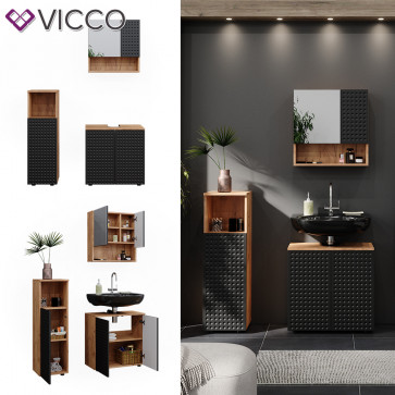 Vicco Badmöbel-Set Irma Eiche Anthrazit 3-teilig Midischrank 95 cm Waschbeckenschrank 60 cm