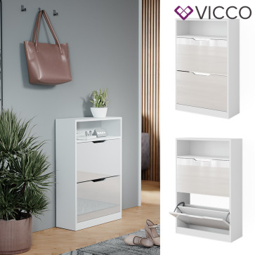Vicco Schuhkipper Luca Weiß Hochglanz 59 x 90 cm 2 Klappfächer