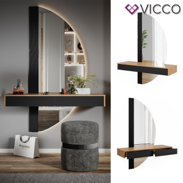 Vicco Schminktisch Melisa Eiche Schwarz 120 cm mit 2 Schubladen
