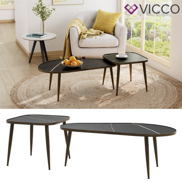 Vicco Couchtisch-Set Manitoba Schwarz 105 x 35 cm 2 Teile