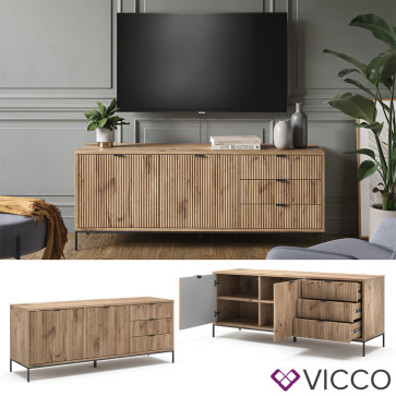 Vicco Lowboard Eliza Viking Oak 150,1 x 60 cm mit 3 Schubladen und 2 Türen