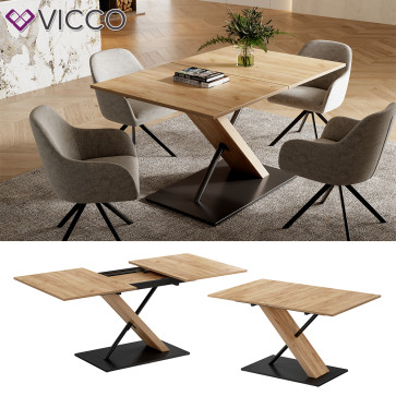Vicco Esstisch Herta Eiche Schwarz 140 x 90 cm ausziehbar