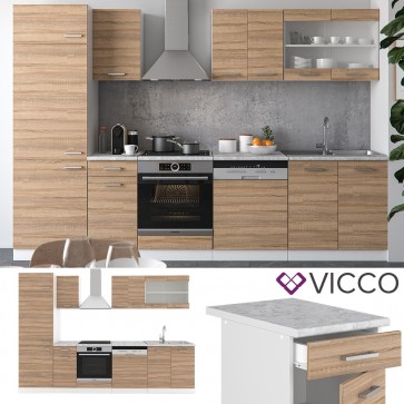 VICCO Küche R-Line 300 cm Sonoma Eiche