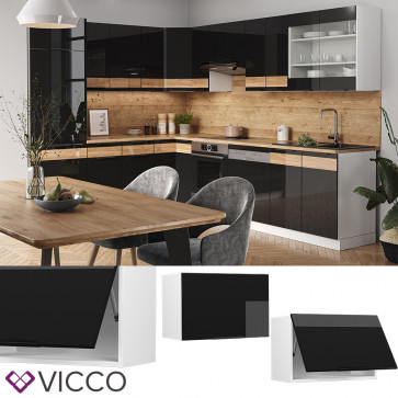 Vicco Hängeschrank Küchenschrank Küchenmöbel Fame-Line Weiß Schwarz 60 cm flach modern Hochglanz