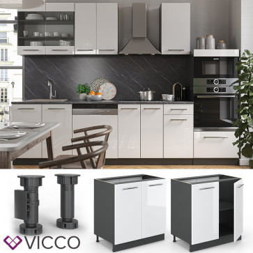 VICCO Unterschrank 80 cm Weiß Hochglanz Küchenschrank Hängeschrank Küchenzeile Fame-Line