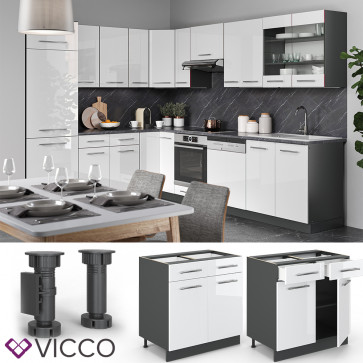 VICCO Schubunterschrank 80 cm Küchenschrank Hängeschrank Küchenzeile Fame-Line 