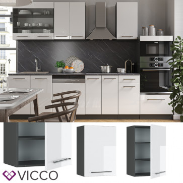 VICCO Hängeschrank 50 cm Weiß Hochglanz Küchenschrank Hängeschrank Küchenzeile Fame-Line