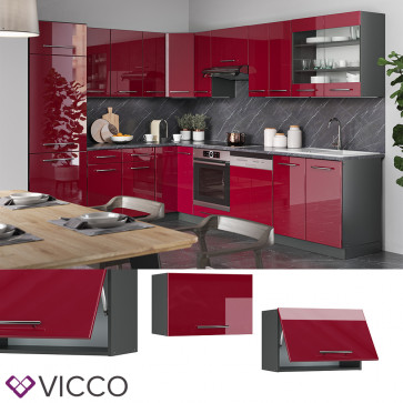 VICCO Hängeschrank 60cm (flach) Bordeaux Hochglanz Küchenschrank Dunstabzug Küchenzeile Fame-Line 