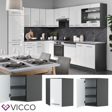 VICCO Eck Hängeschrank 57 cm Weiß Hochglanz Küchenschrank Hängeschrank Küchenzeile Fame-Line 