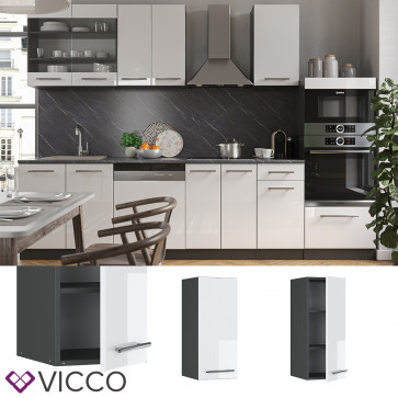 VICCO Hängeschrank 30 cm Weiß Hochglanz Küchenschrank Oberschrank Küchenzeile Fame-Line 