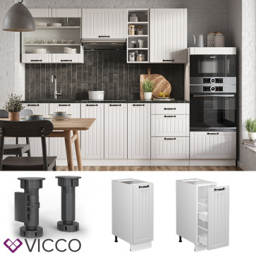 Vicco Apothekerunterschrank Küchenschrank Küchenmöbel Fame-Line Weiß Landhaus 30 cm modern