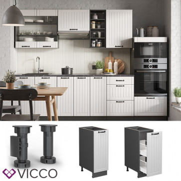 Vicco Apothekerunterschrank Küchenschrank Küchenmöbel Fame-Line Anthrazit Weiß Landhaus 30 cm modern