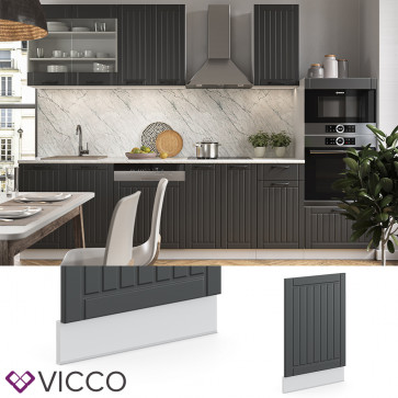 Vicco Geschirrspülerblende Geschirrspülfront Küchenmöbel Fame-Line Landhaus Anthrazit Weiß 45 cm modern