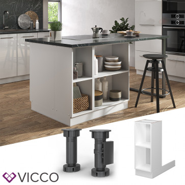 Vicco Regalinselunterschrank Küchenschrank Küchenmöbel Fame-Line Weiß 30 cm modern Küche Einbauküche Kücheninsel Einlegeboden Blende Küchenunterschrank Küchenzeile Regal Aufbewahrung