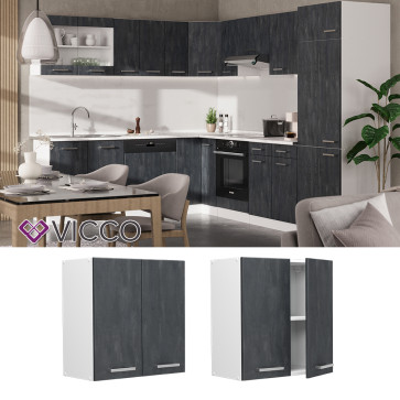 Vicco Hängeschrank R-Line Schwarz Beton Weiß 60 cm