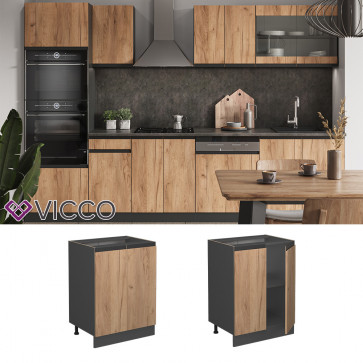 Vicco Unterschrank Küchenschrank Küchenmöbel R-Line J-Shape Anthrazit Eiche 60 cm modern