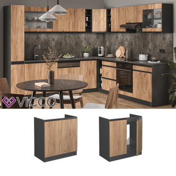 Vicco Spülenunterschrank Küchenschrank Küchenmöbel R-Line J-Shape Anthrazit Eiche 80 cm modern