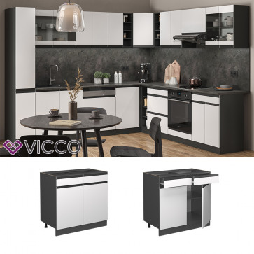 Vicco Schubunterschrank Küchenschrank Küchenmöbel R-Line J-Shape Anthrazit Weiß 80 cm modern