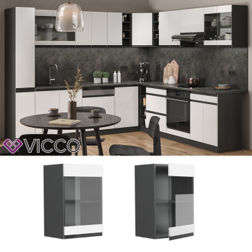 Vicco Glashängeschrank Küchenschrank Küchenmöbel R-Line J-Shape Anthrazit Weiß 40 cm modern