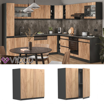 Vicco Hängeschrank Küchenschrank Küchenmöbel R-Line J-Shape Anthrazit Eiche 60 cm modern