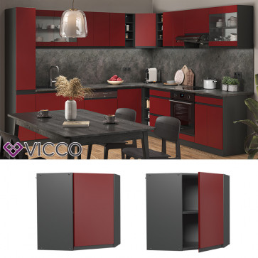 Vicco Eckhängeschrank Küchenschrank Küchenmöbel R-Line J-Shape Anthrazit Rot 57 cm modern