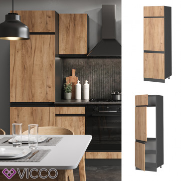 Vicco Kühlumbauschrank Küchenschrank Küchenmöbel R-Line J-Shape Anthrazit Eiche 60 cm modern
