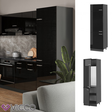 Vicco Kühlumbauschrank Küchenschrank R-Line Solid Anthrazit Schwarz 60 cm modern