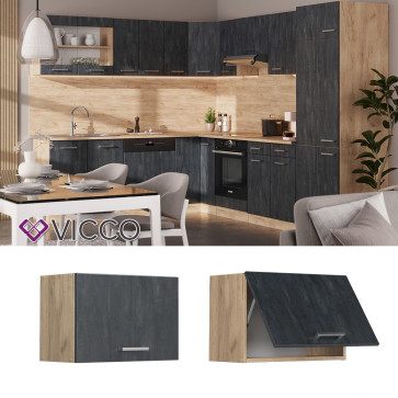 Vicco Hängeschrank R-Line Schwarz Beton Eiche 60 cm flach
