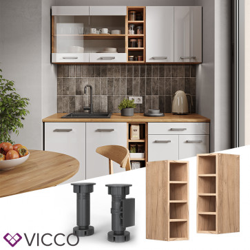 Vicco Regalhängeschrank Küchenschrank Küchenzeile R-Line 20 cm Eiche Fächer