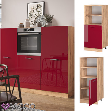 Vicco Backofenumbauschrank Küchenschrank Küchenzeile R-Line 60 cm Eiche Bordeaux kleine Tür