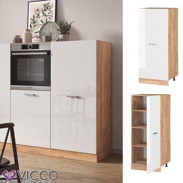 Vicco Backofenumbauschrank Küchenschrank Küchenzeile R-Line 60 cm Eiche Weiß große Tür