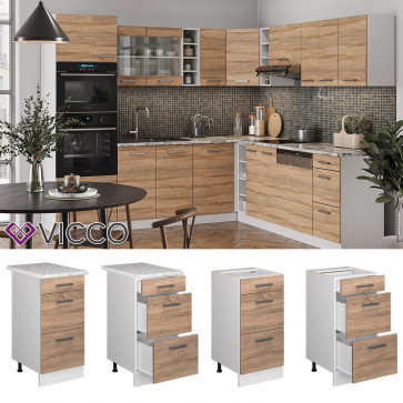 Vicco Schubladenunterschrank Küchenschrank Küchenzeile R-Line 40 cm Weiß Sonoma Schublade 