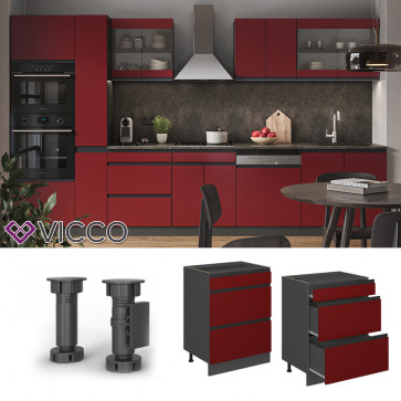 Vicco Schubladenunterschrank Küchenschrank Küchenmöbel R-Line J-Shape Anthrazit Rot 60 cm modern