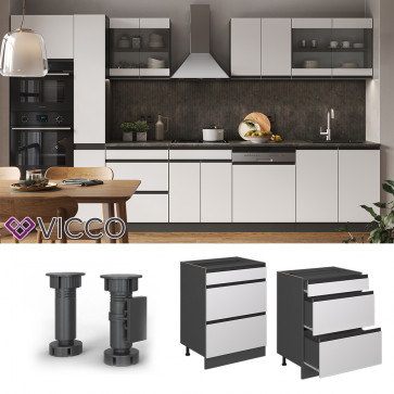 Vicco Schubladenunterschrank Küchenschrank Küchenmöbel R-Line J-Shape Anthrazit Weiß 60 cm modern