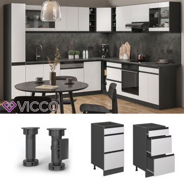 Vicco Schubladenunterschrank Küchenschrank Küchenmöbel R-Line J-Shape Anthrazit Weiß 40 cm modern
