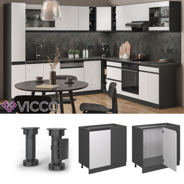 Vicco Eckunterschrank Küchenschrank Küchenmöbel R-Line J-Shape Anthrazit Weiß 86 cm modern