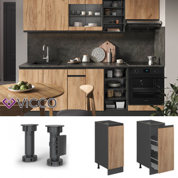Vicco Apothekerunterschrank Küchenschrank Küchenmöbel R-Line J-Shape Anthrazit Eiche 30 cm modern