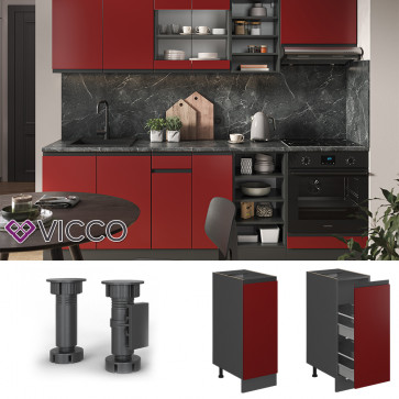 Vicco Apothekerunterschrank Küchenschrank Küchenmöbel R-Line J-Shape Anthrazit Rot 30 cm modern