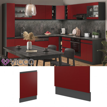 Vicco Geschirrspülerblende Küchenschrank Küchenmöbel R-Line J-Shape Anthrazit Rot 45 cm modern
