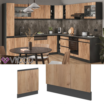 Vicco Geschirrspülerblende Küchenschrank Küchenmöbel R-Line J-Shape Anthrazit Eiche 60 cm modern