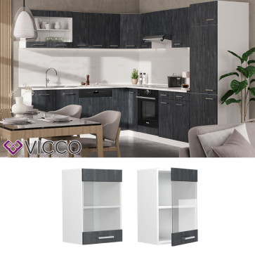 Vicco Hängeglasschrank R-Line Schwarz Beton Weiß 40 cm